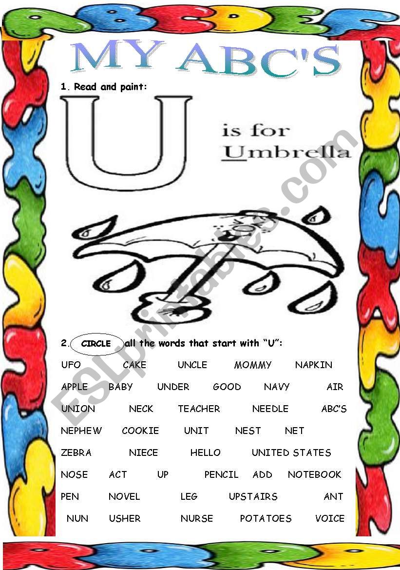 My ABCs ( U ) worksheet