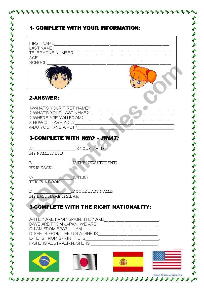 FOR TEENS worksheet