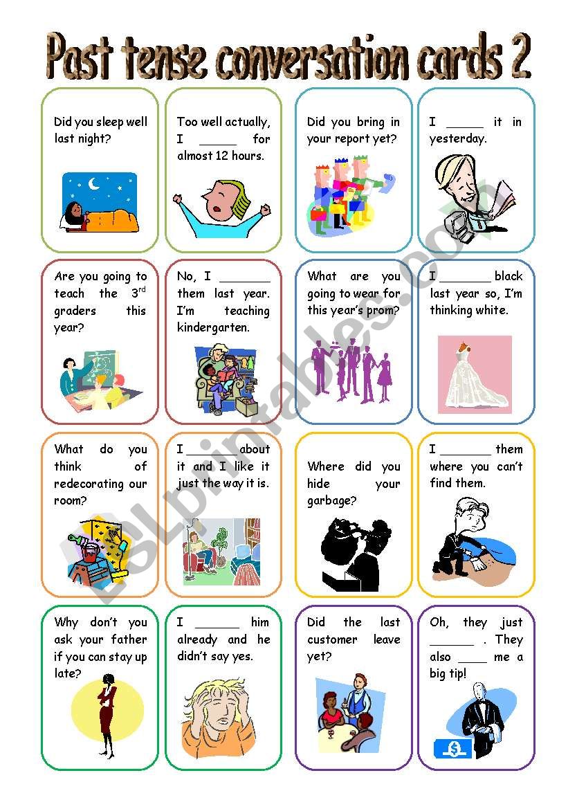 Past tense conversation cards 2