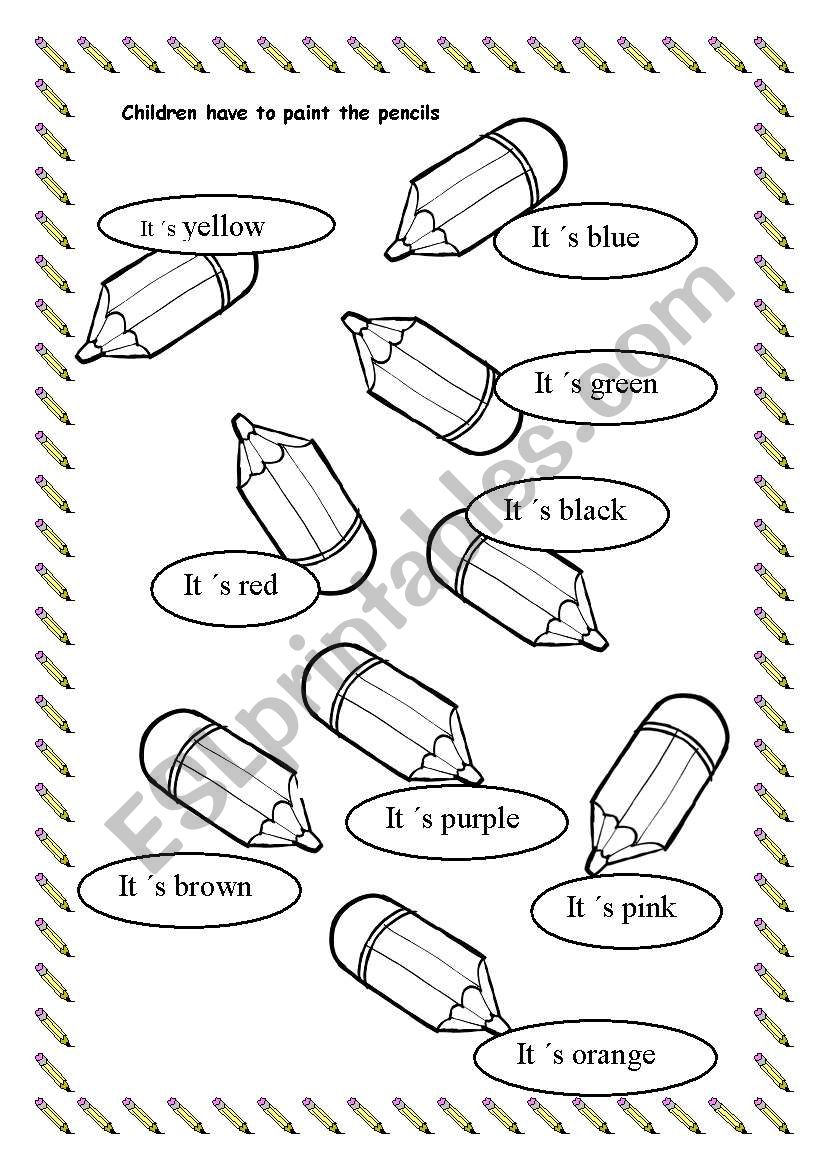 Pencils and colours worksheet