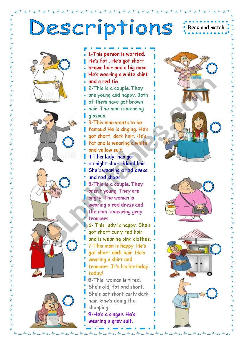 describing people - 2 pages worksheet