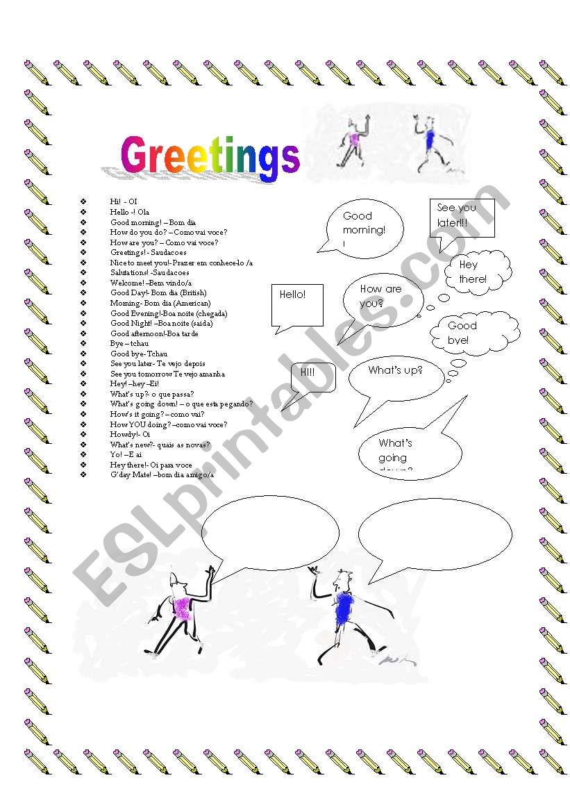 Greetings worksheet