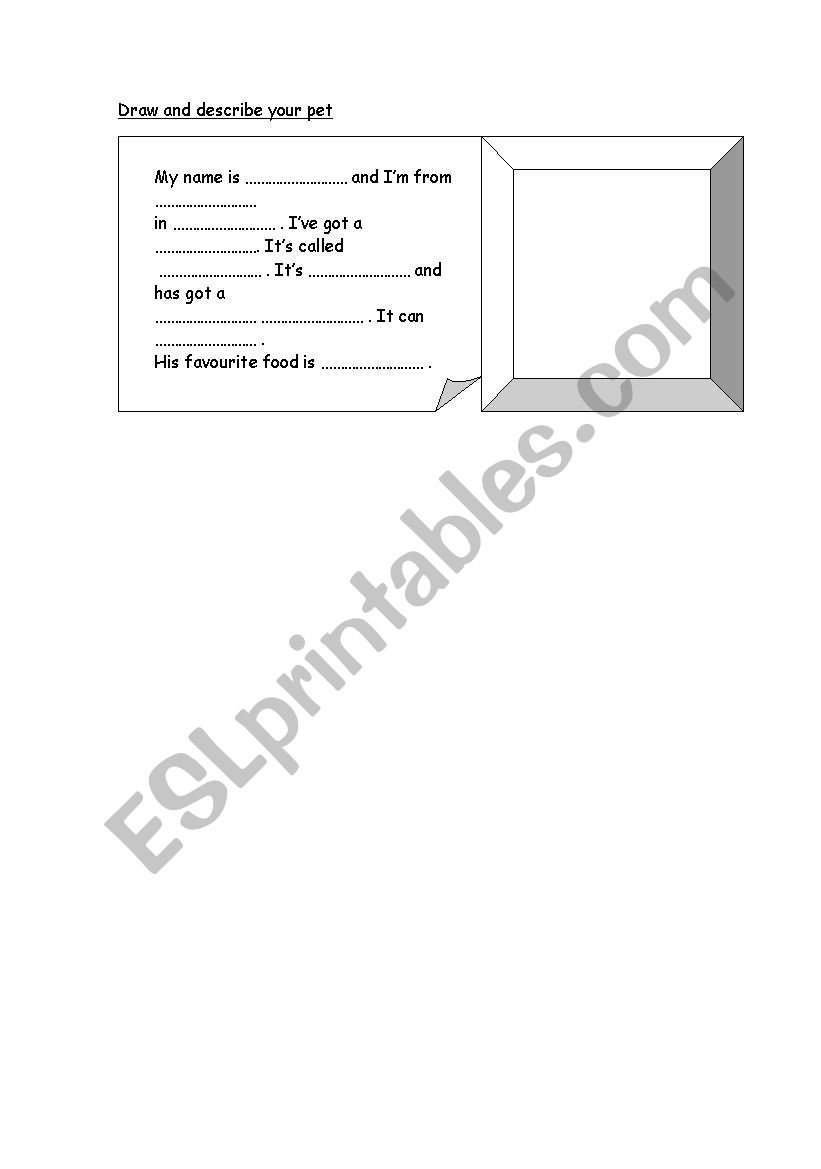 My Favourite Pet worksheet