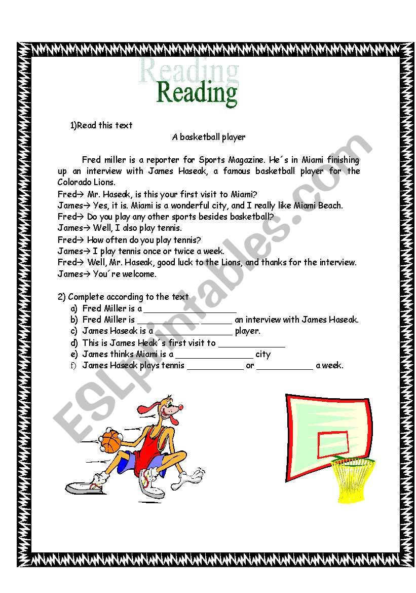 a baskteball worksheet