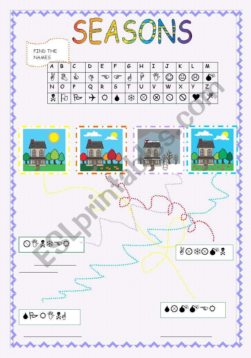 SEASONS & MONTHS- 3 PAGES- worksheet