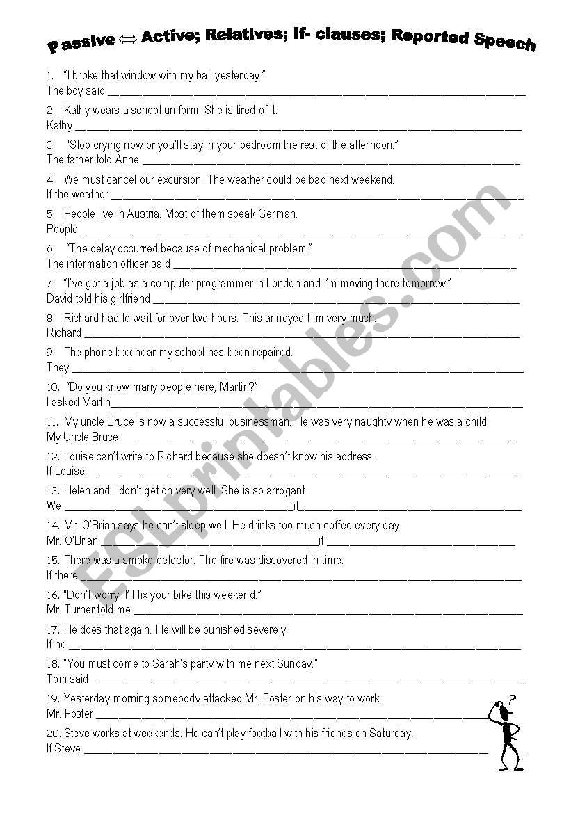 rephrasing passive ifs and reported speech