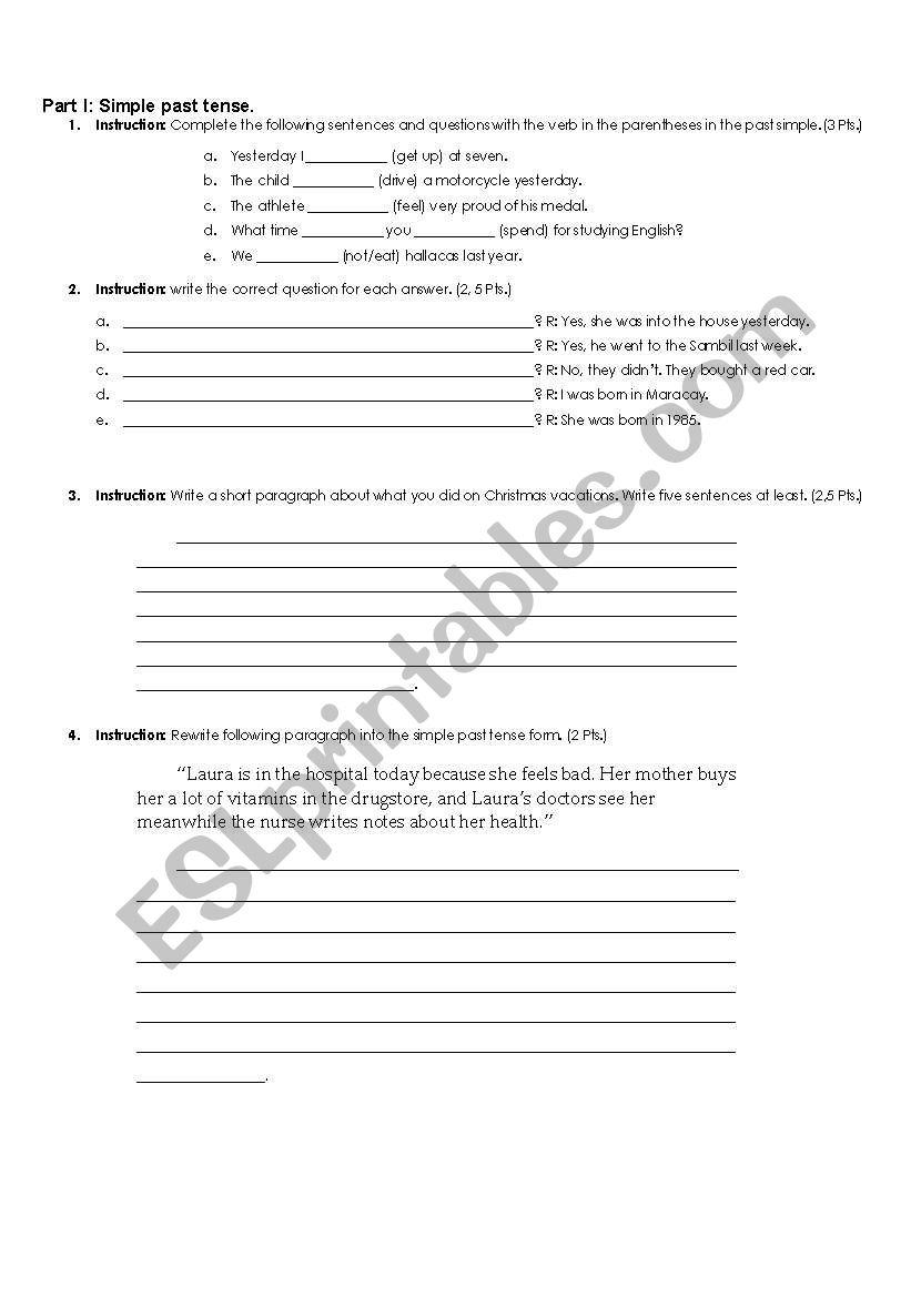 Past simple worksheet