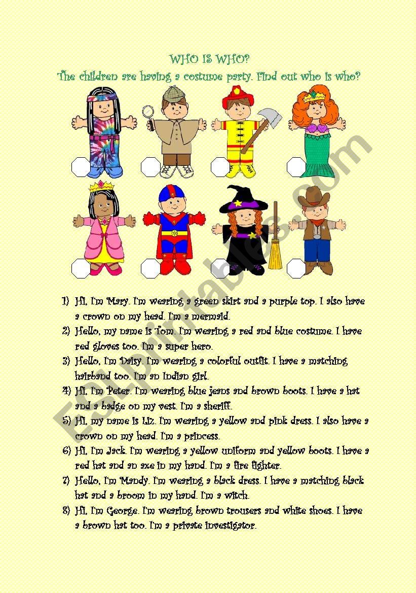 WHO IS WHO worksheet
