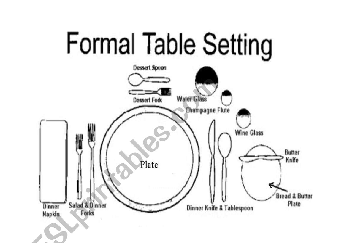 Formal table setting worksheet