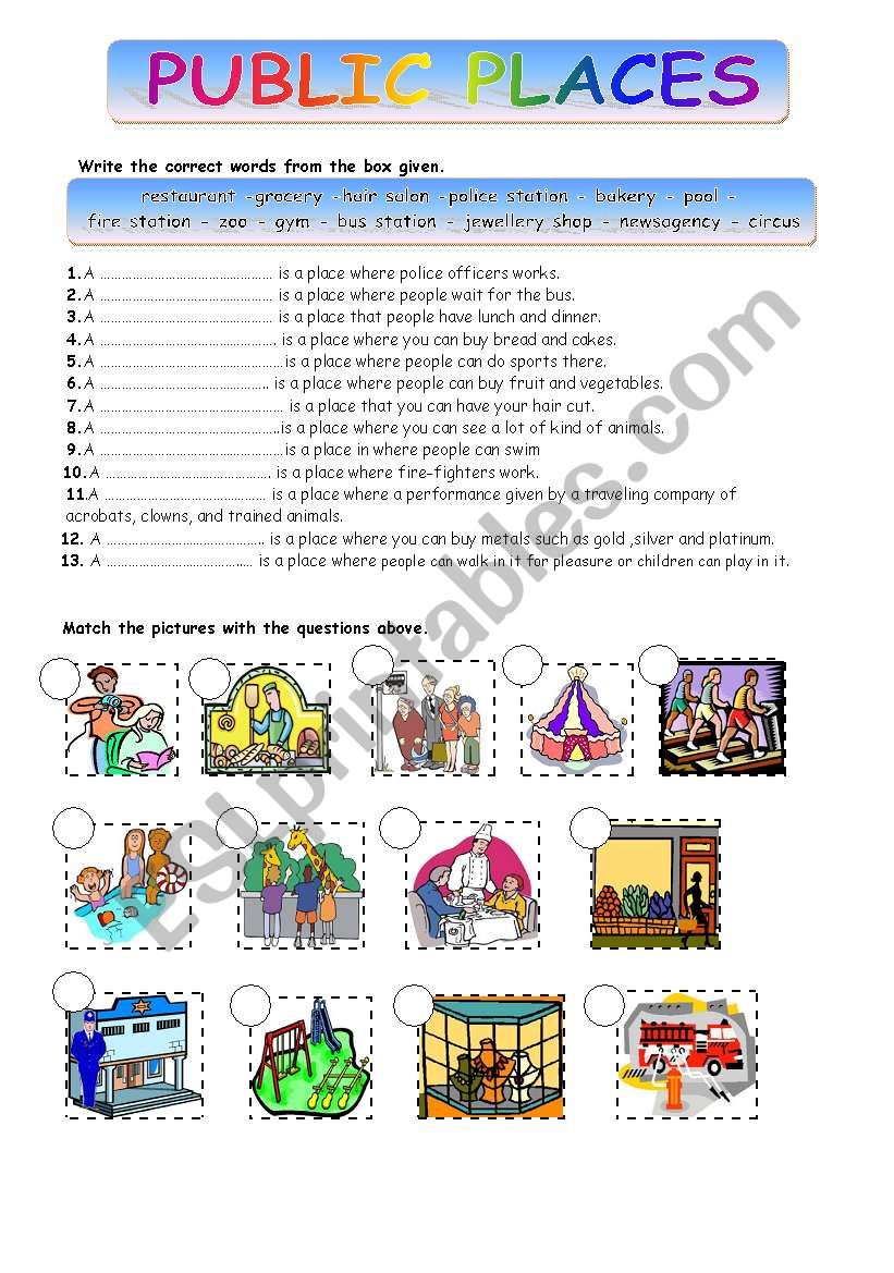 PUBLIC PLACES worksheet