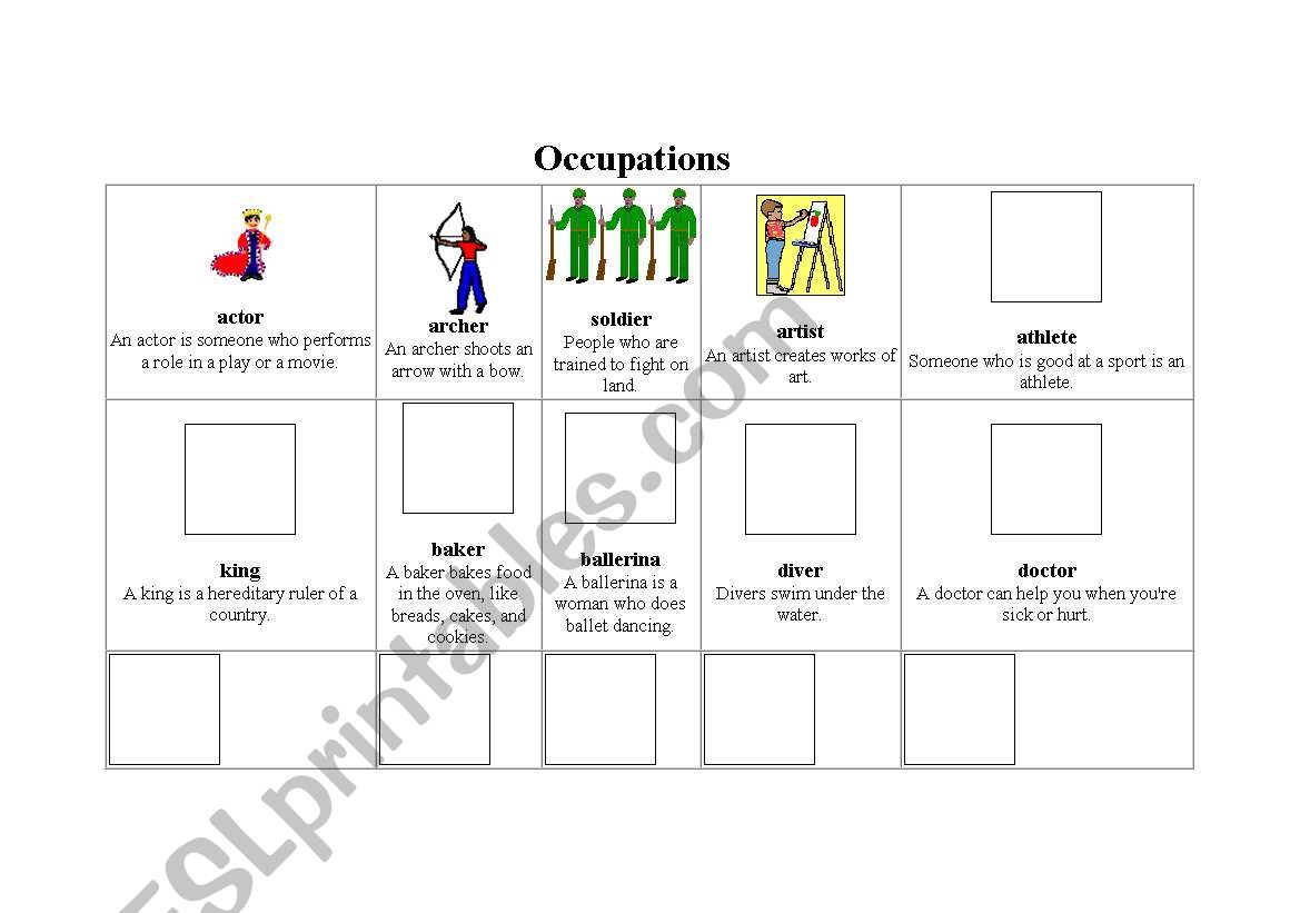 occupations vocabulary worksheet