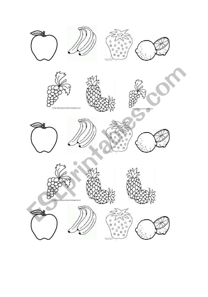 fruits worksheet