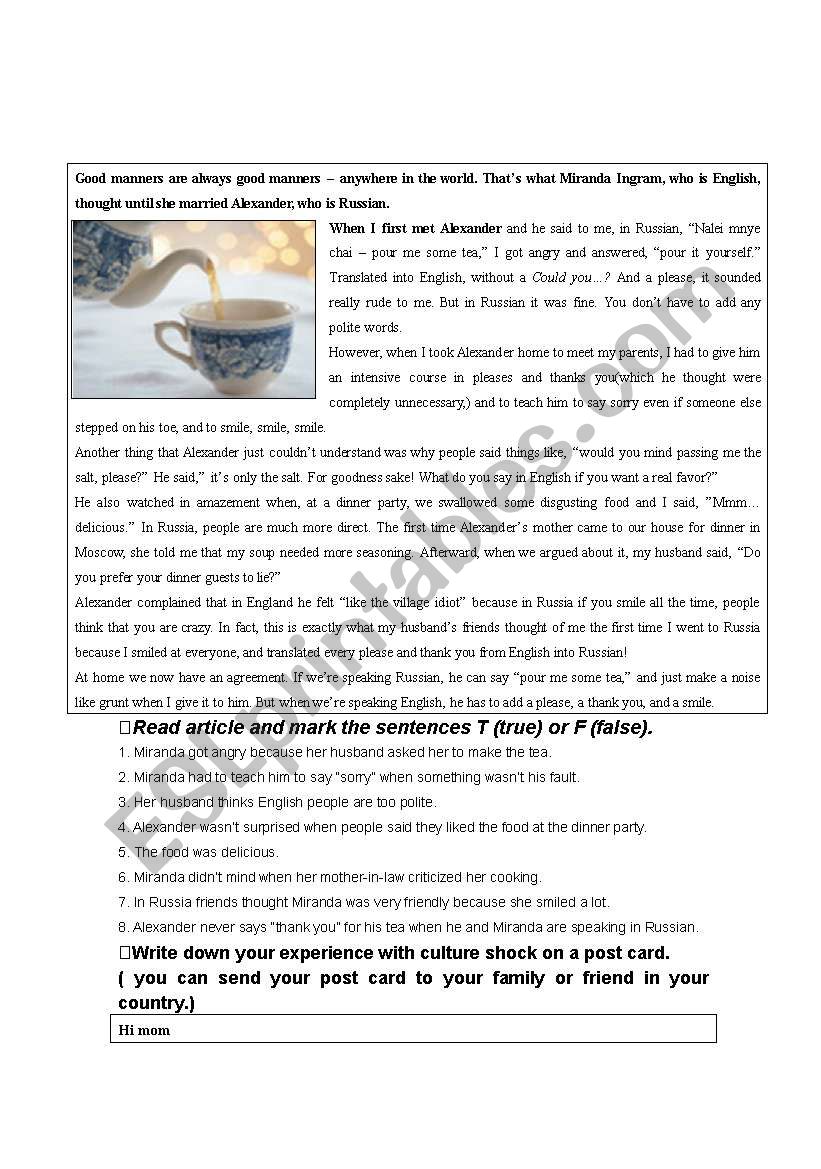 coffee worksheet