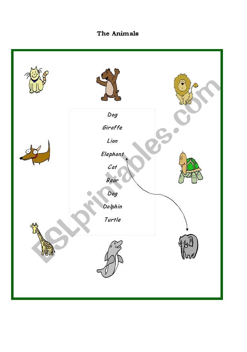 The animals worksheet