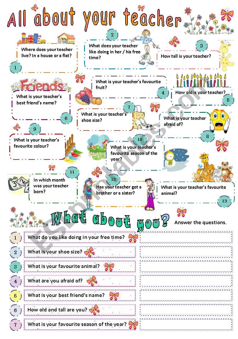 ALL ABOUT YOUR TEACHER worksheet