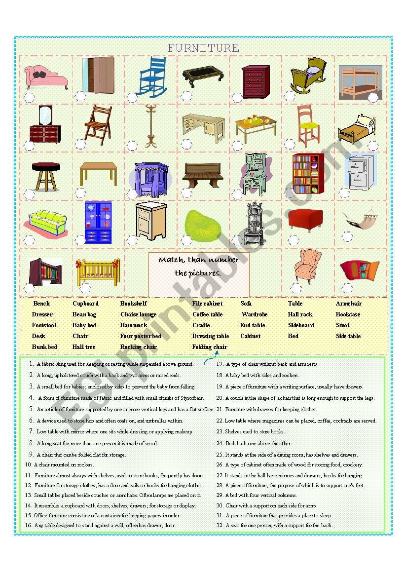 Furniture  worksheet