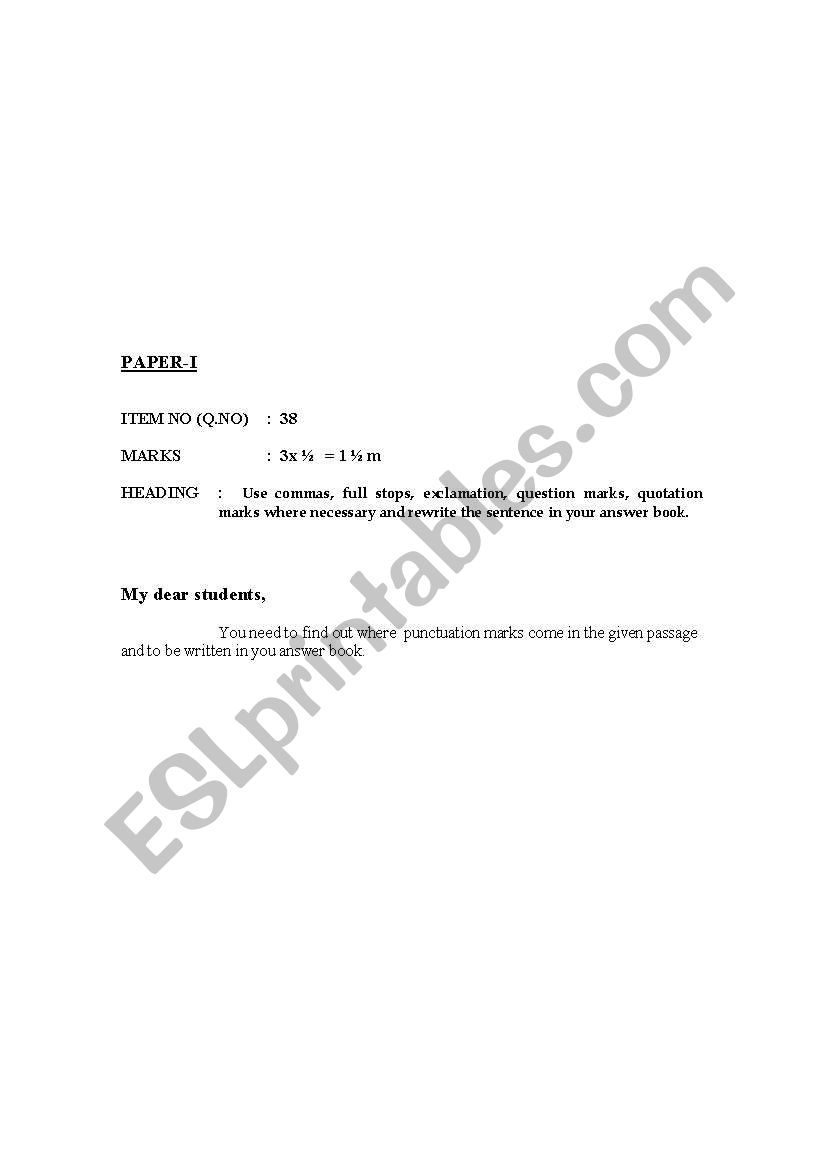 puncutions-2 worksheet