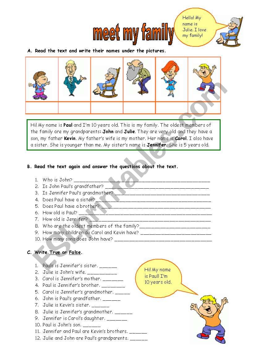 My family 2 (27.07.09) worksheet