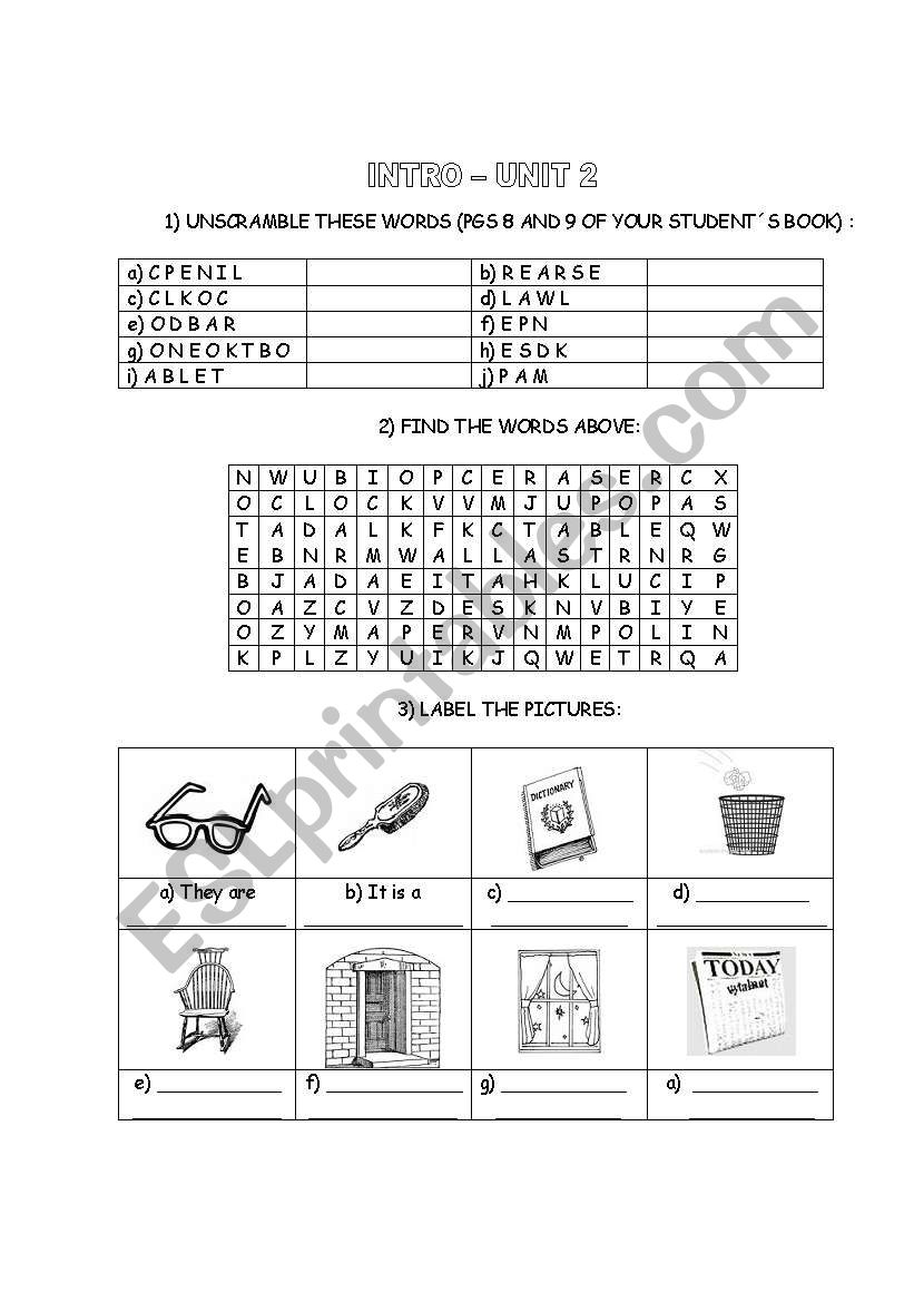 INTRO UNIT 2 worksheet