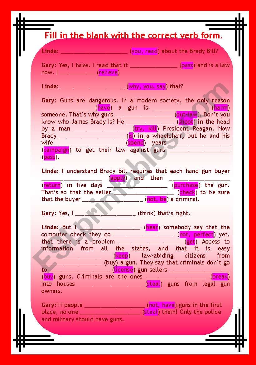 Verb tenses revision 3 worksheet