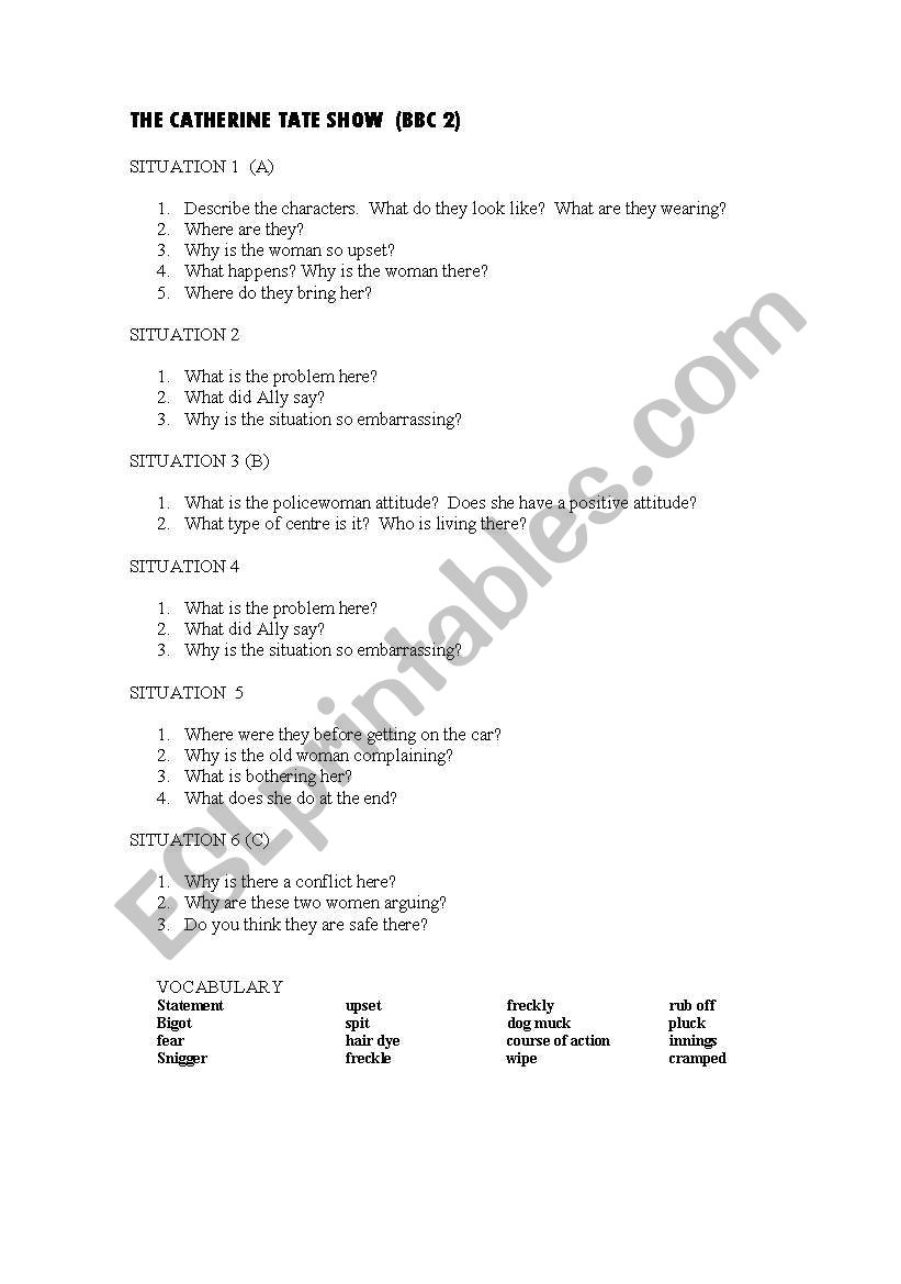 The Catherine Tate Show worksheet