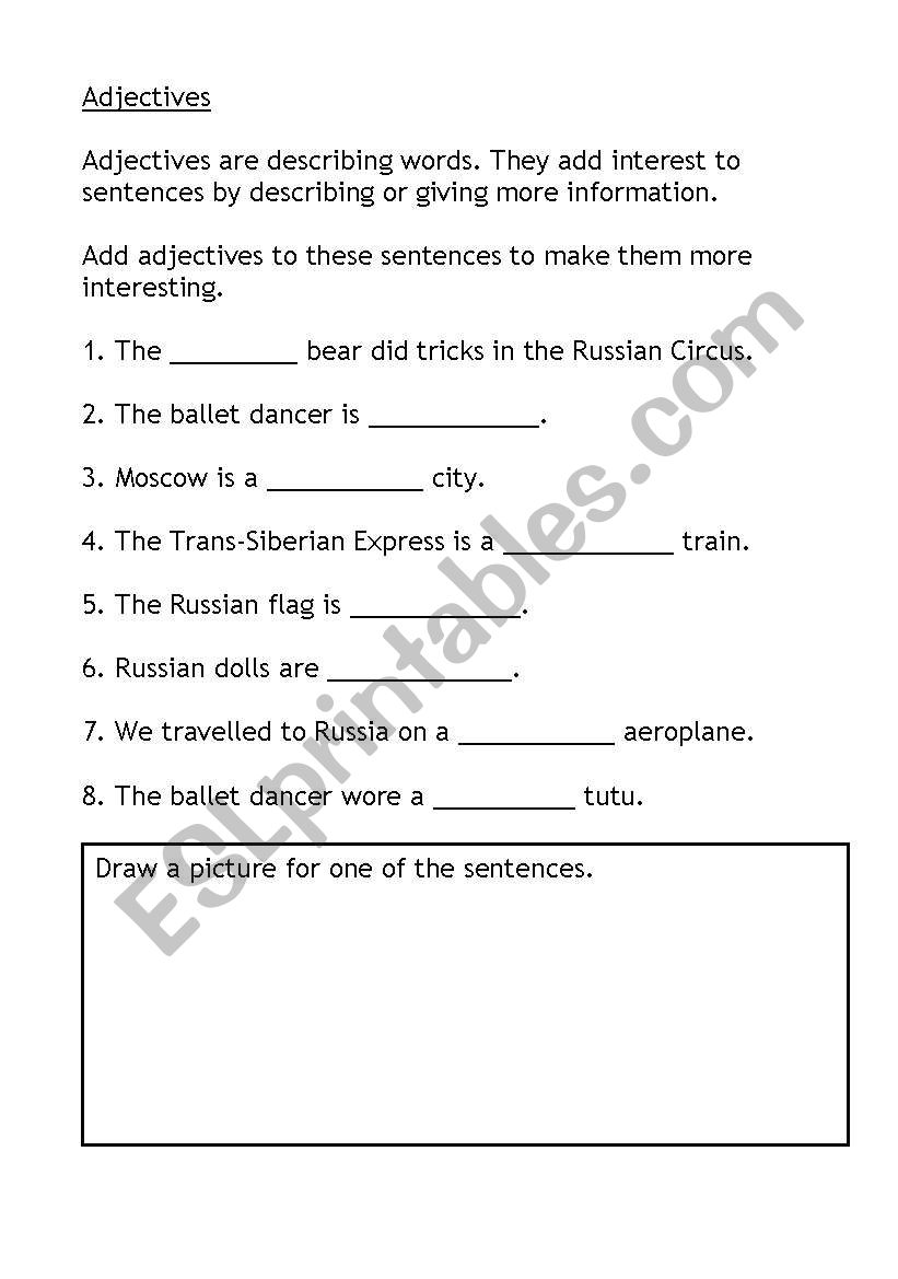 Adjectives worksheet