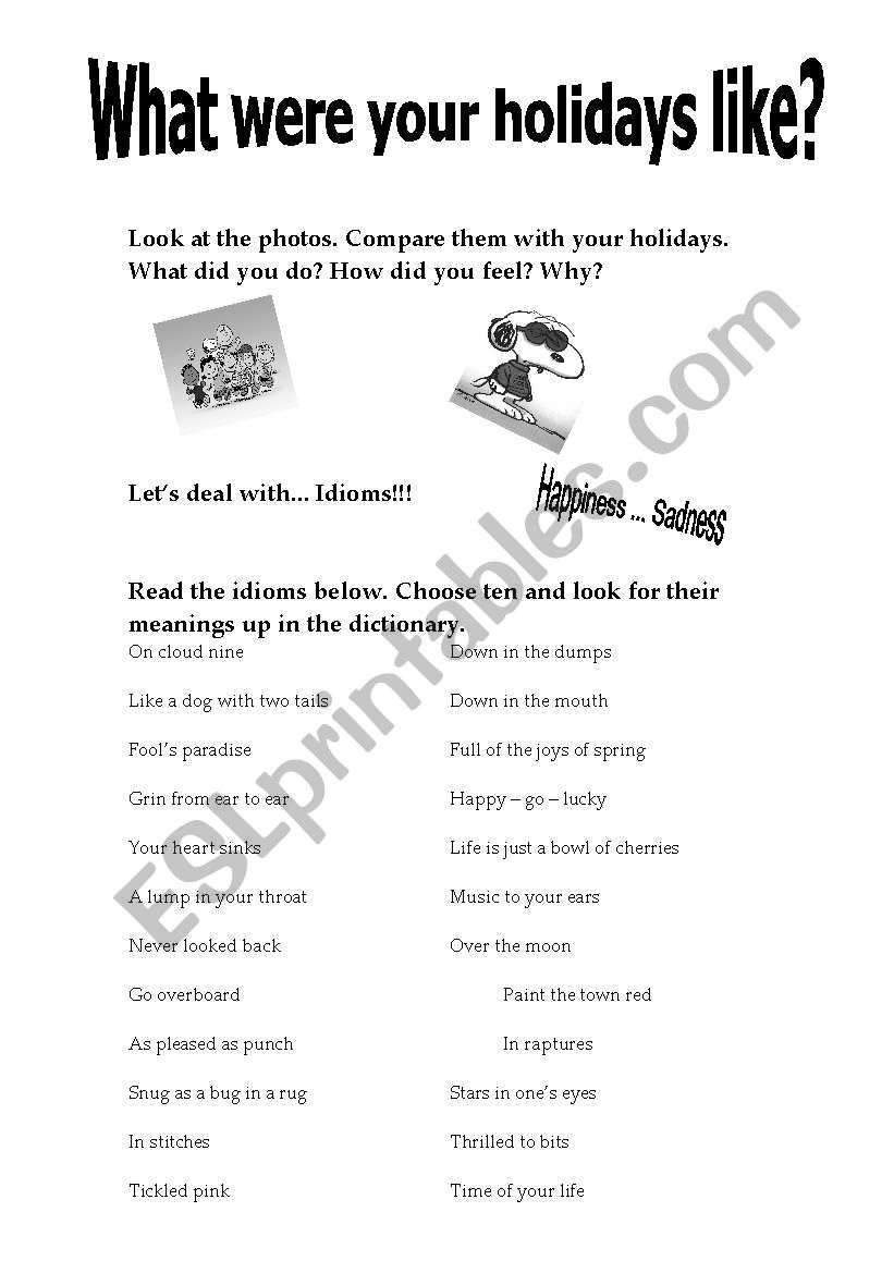 Holiday! Holidays! worksheet