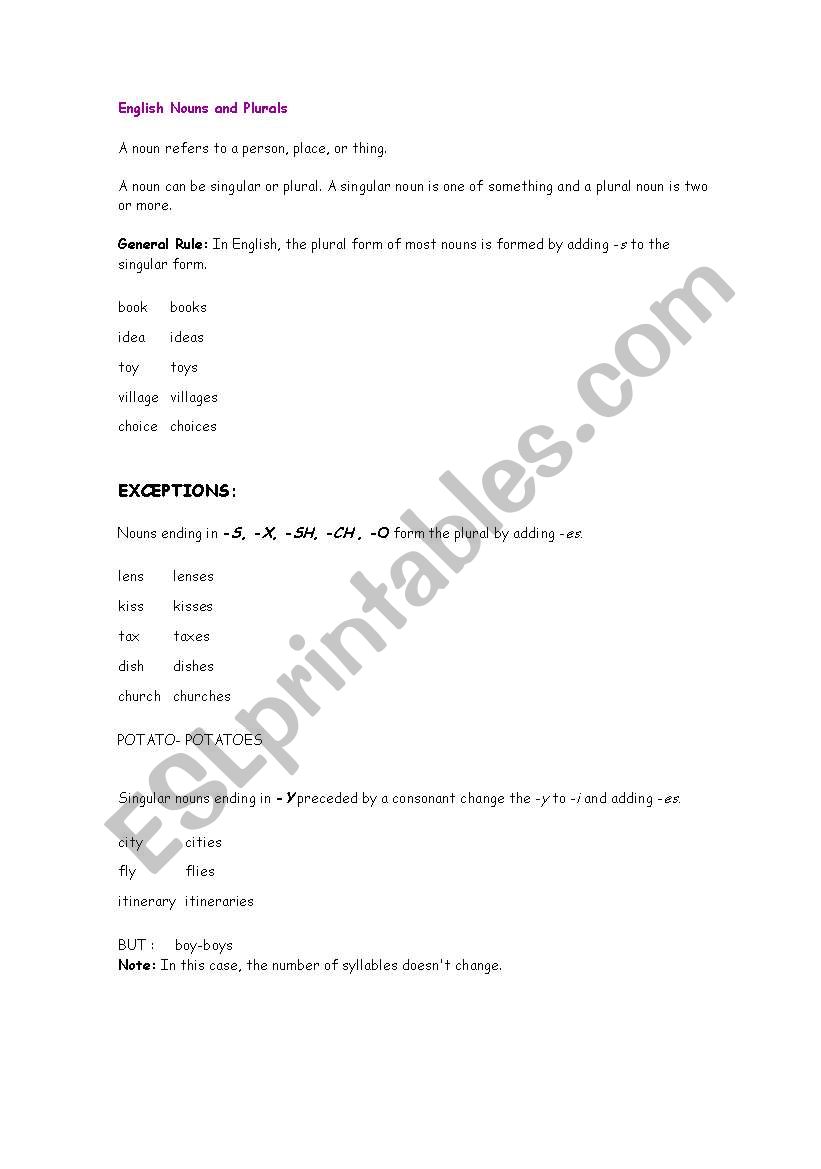 pronouns and plurals primary school