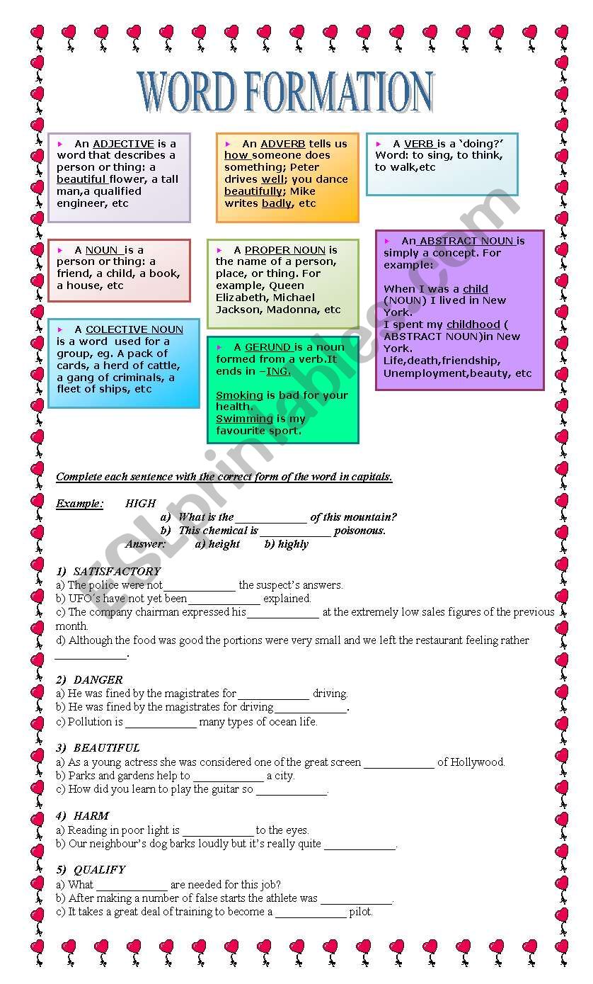 WORD FORMATION worksheet