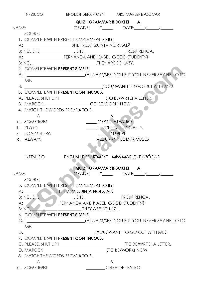 quiz worksheet