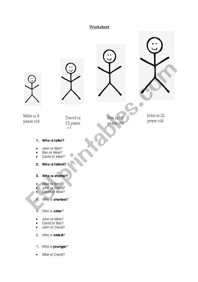 Comparative Superlative worksheet