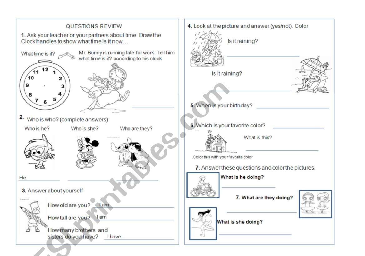 QUESTION REVIEW worksheet