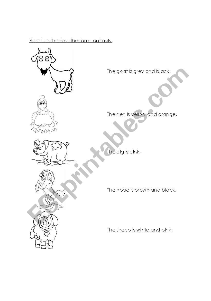 farm animals worksheet