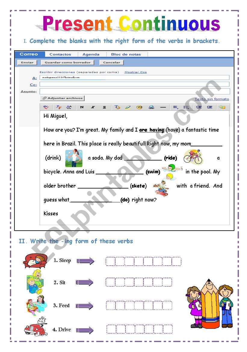 present continuous worksheet