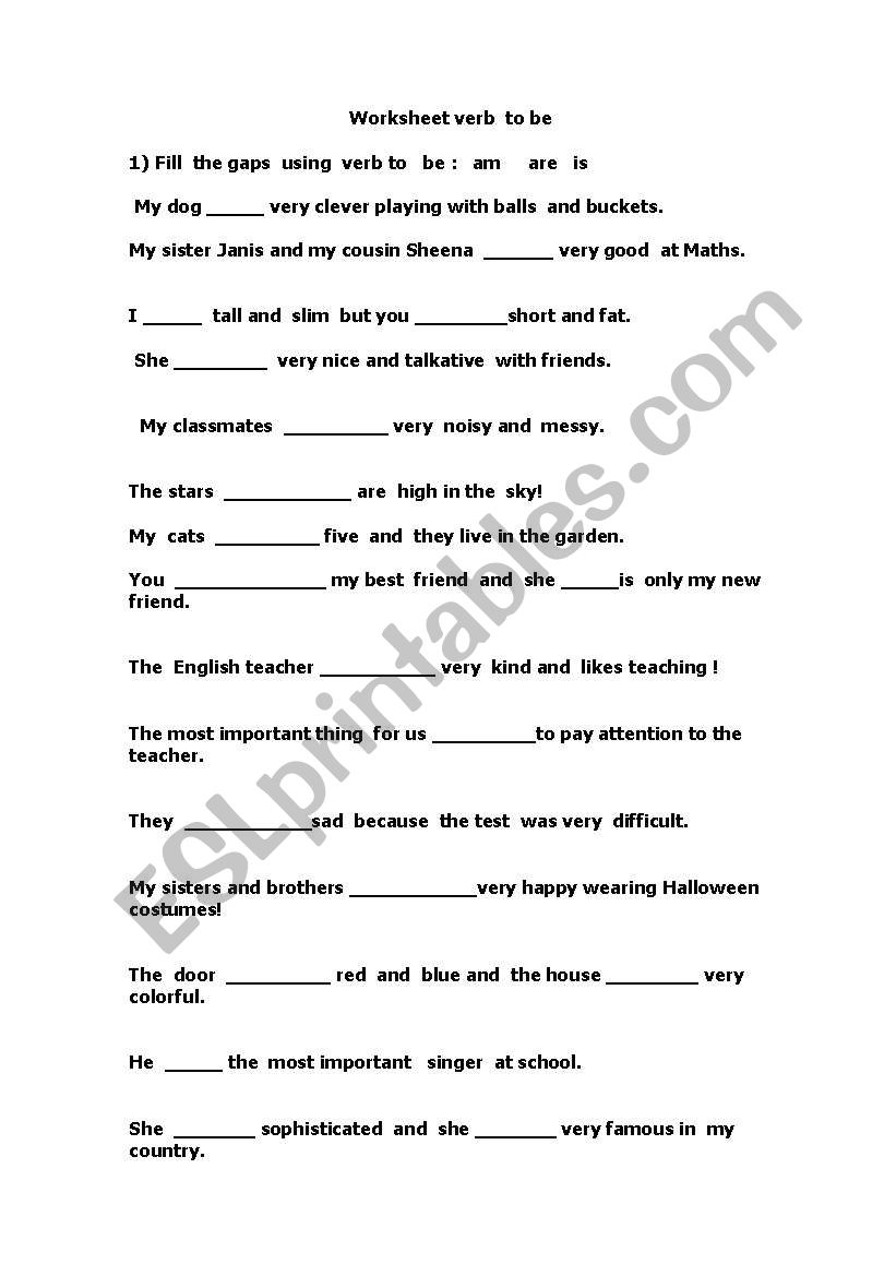 verb to be  worksheet worksheet