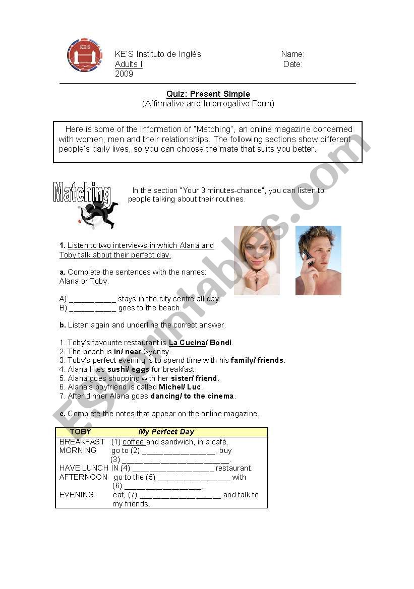 Present Simple- Affirmative and questions