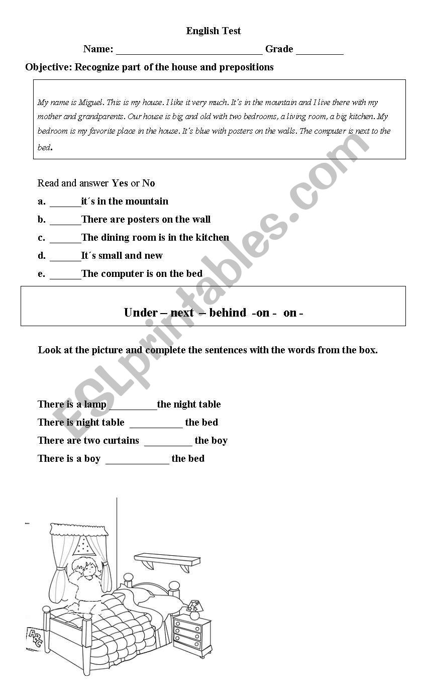 the house test worksheet