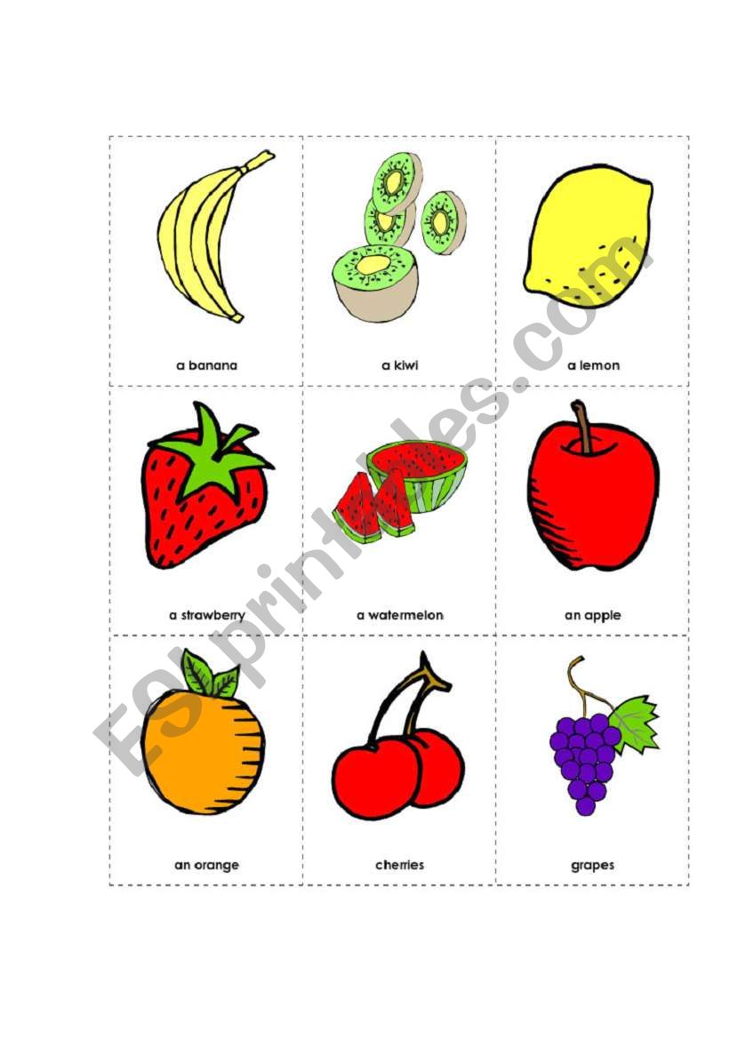 Fruits Minicards worksheet