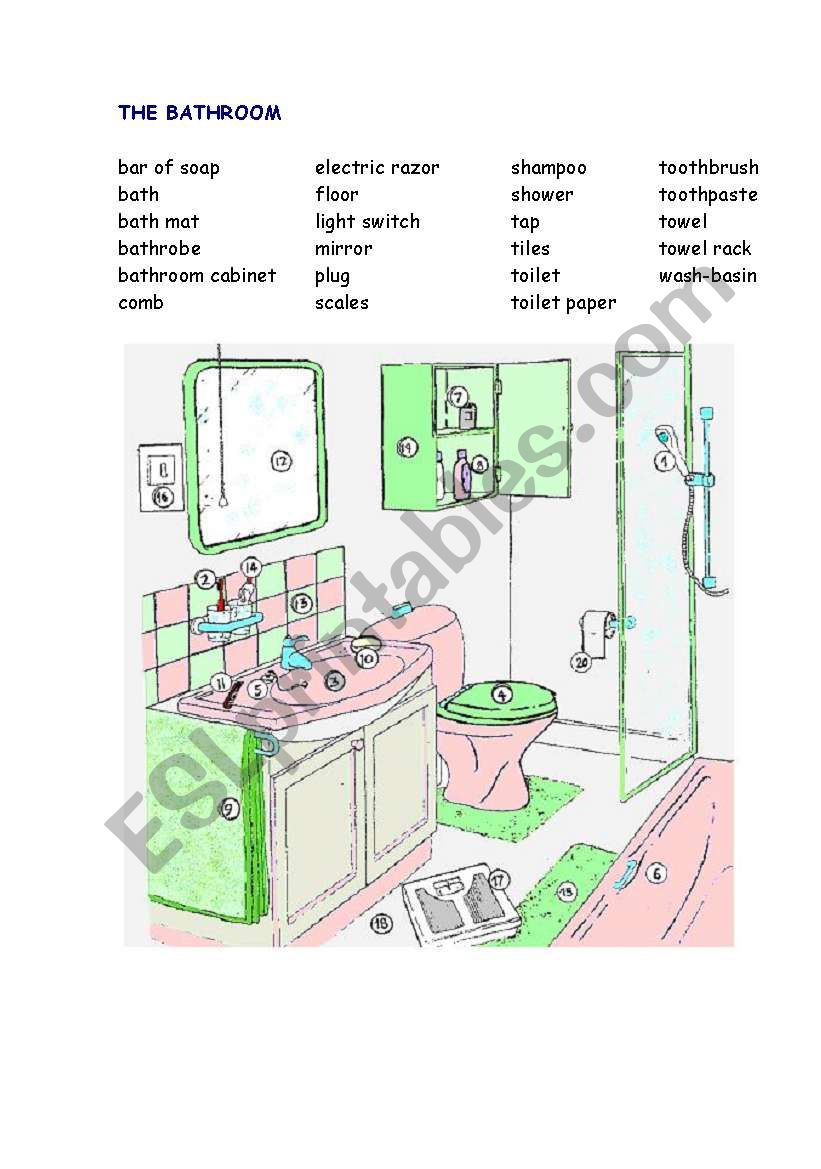 Bathroom worksheet