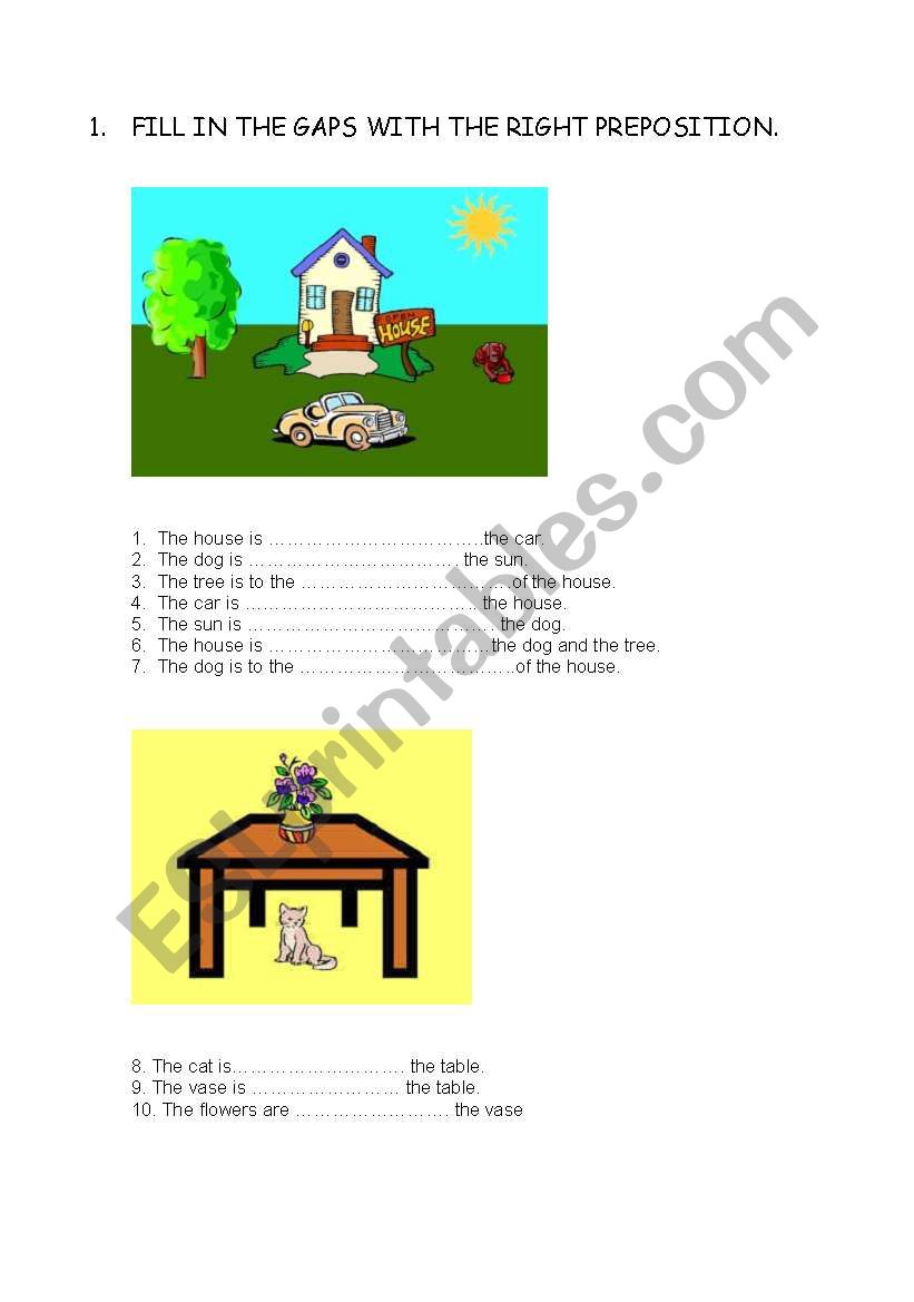 prepositions - practice worksheet