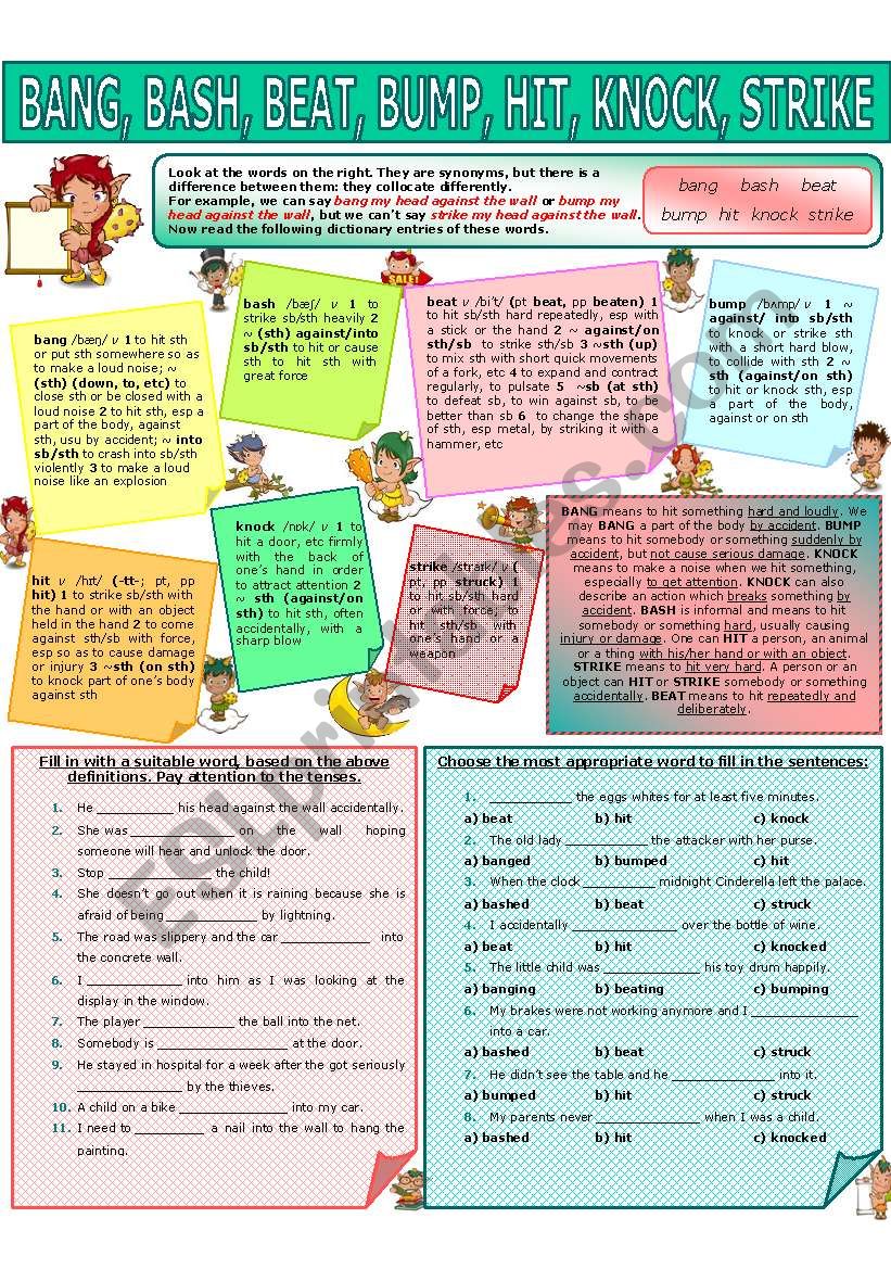 COLLOCATION 61 - BANG, BASH, BEAT, BUMP, HIT, KNOCK, STRIKE