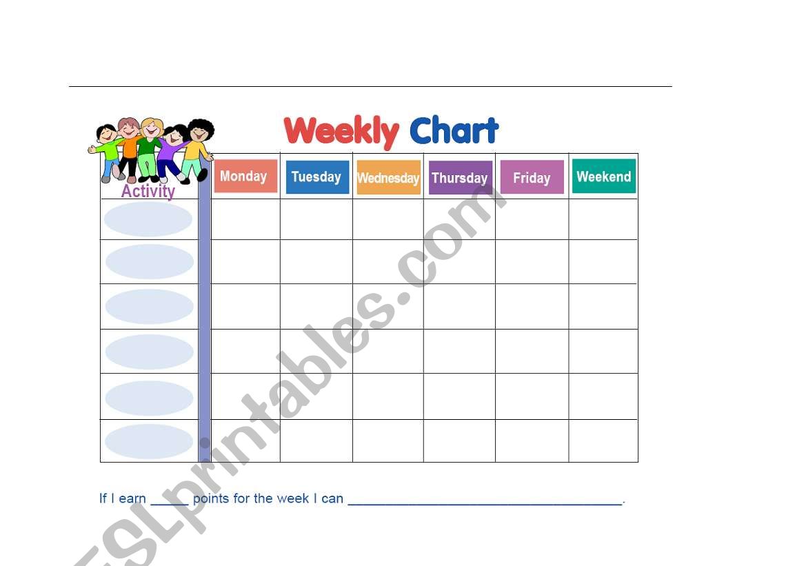 Weekly Chart for kids worksheet