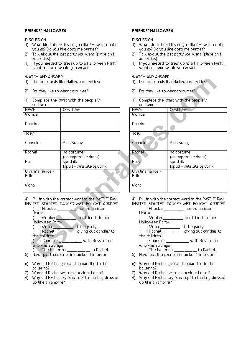 Film exercise - FRIENDS worksheet