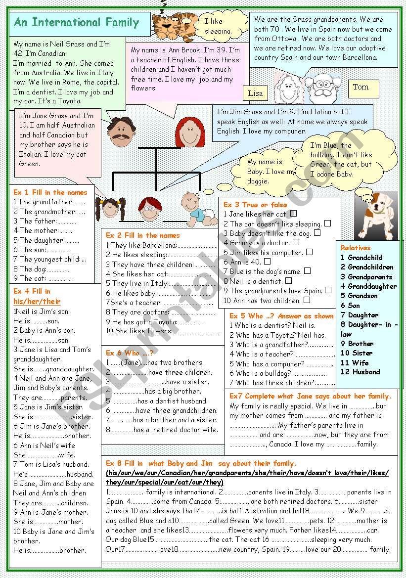 An International Family worksheet