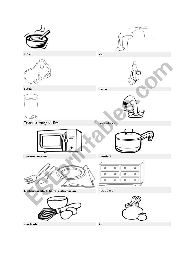 In the kitchen worksheet