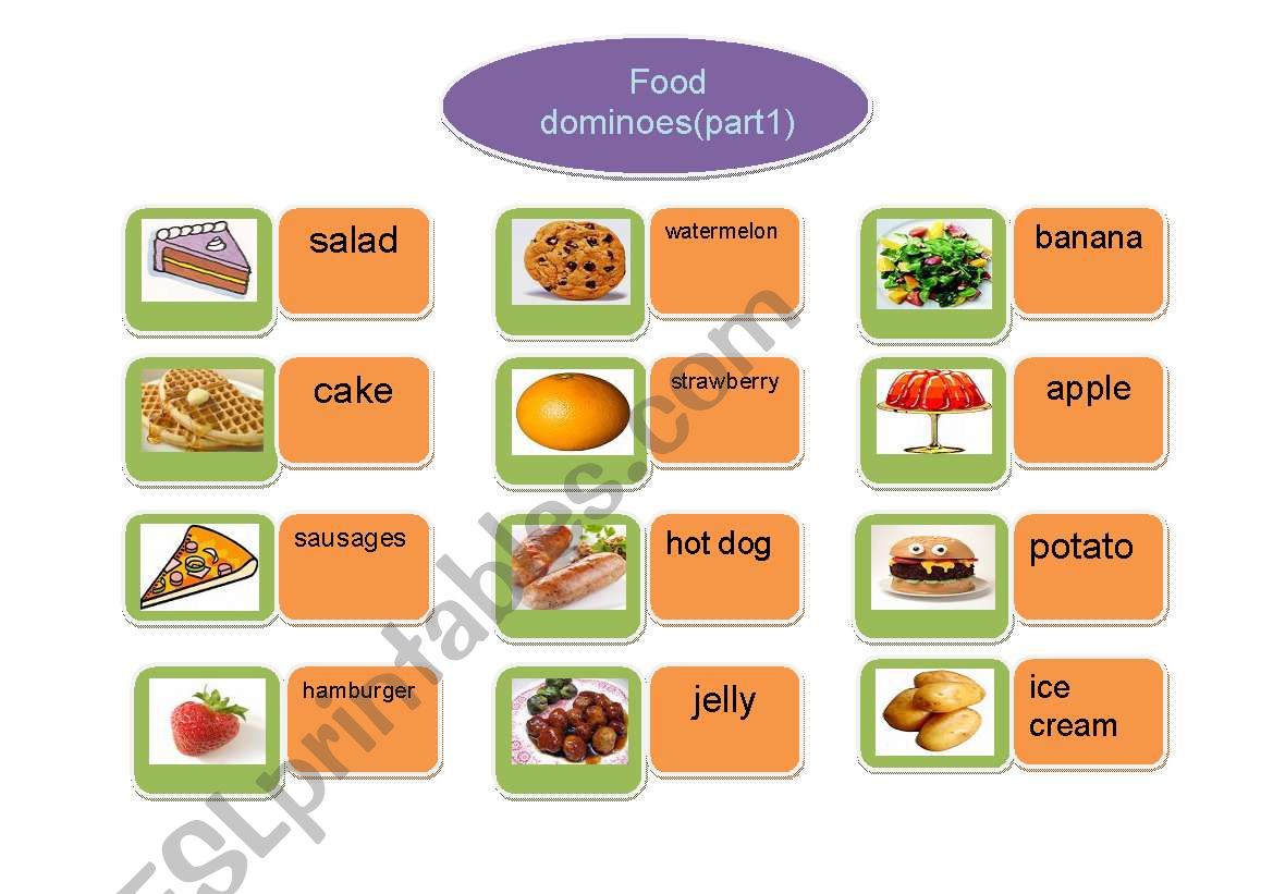 food dominoes worksheet