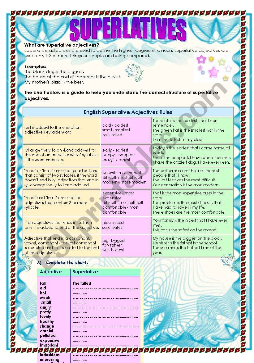 Superlative Adjectives worksheet