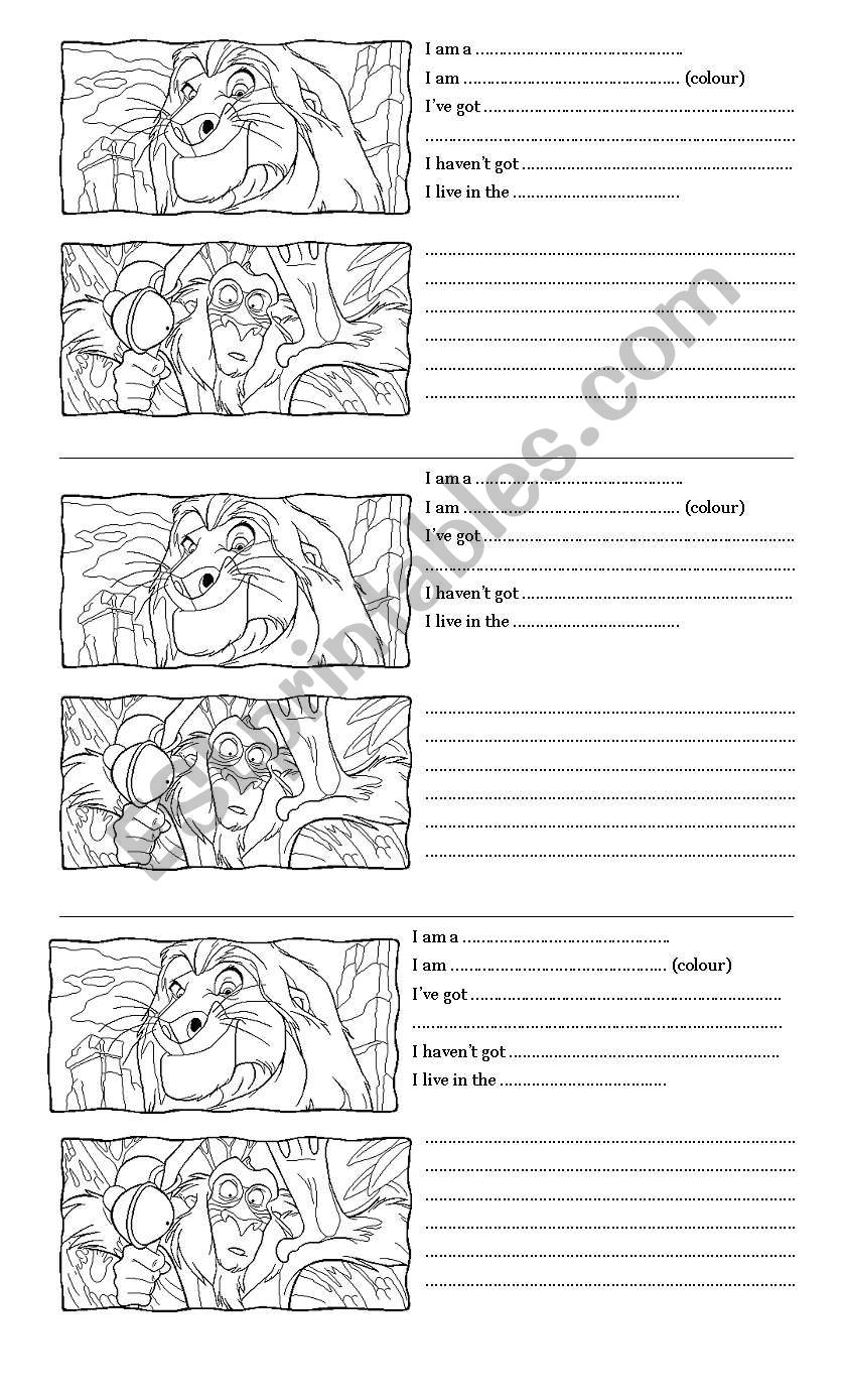 Animal description worksheet