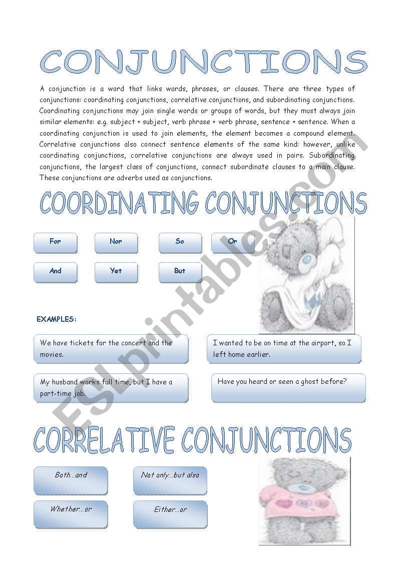 Conjunctions worksheet