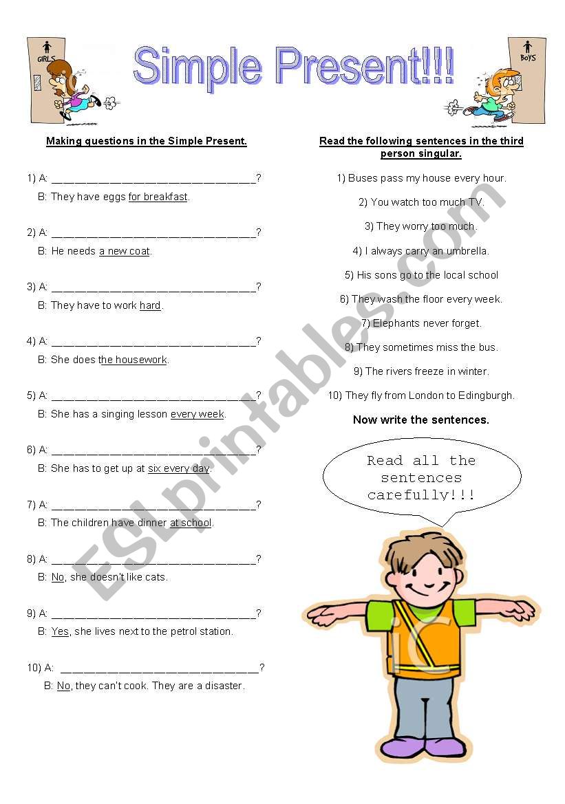 SIMPLE PRESENT worksheet